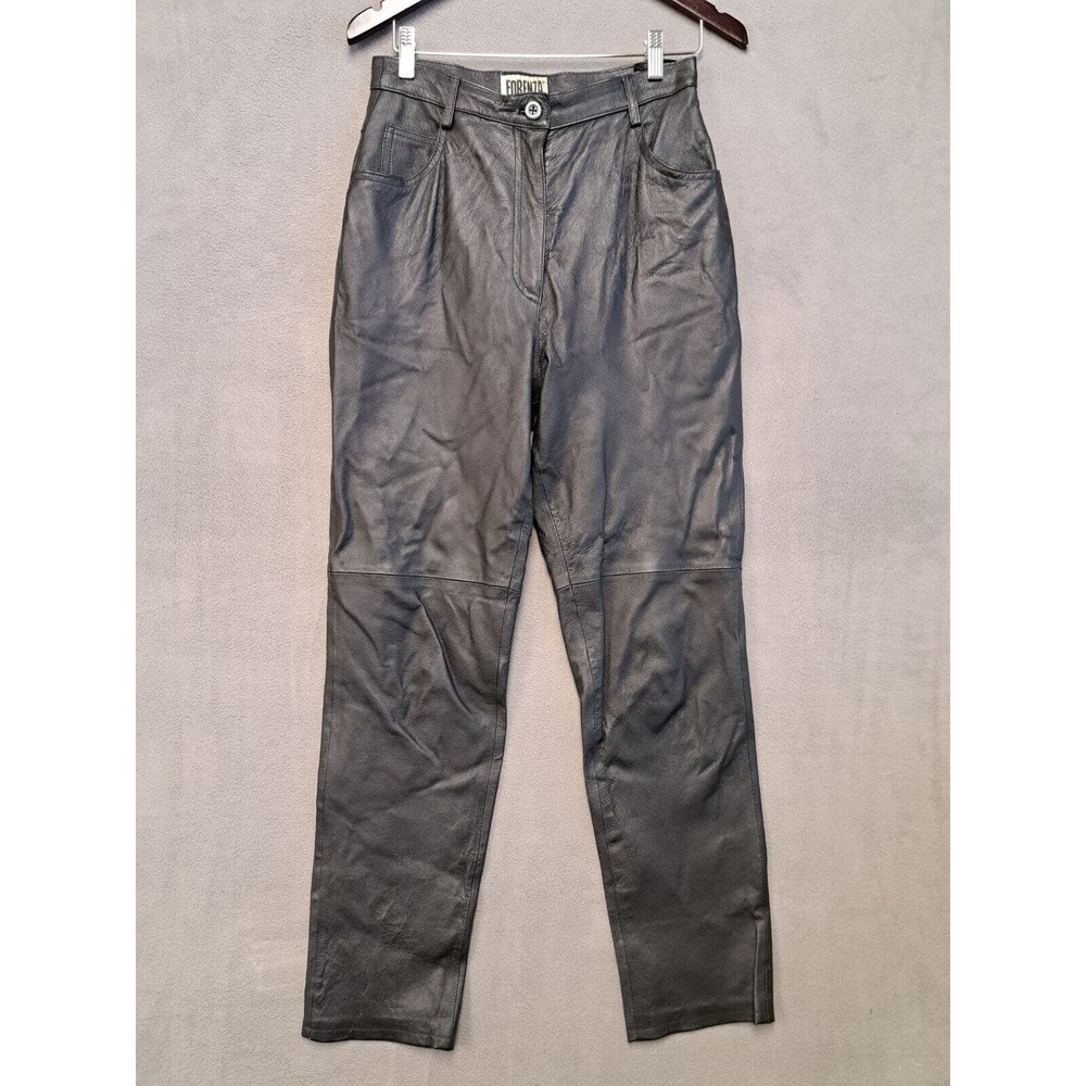 Forenza Womens Vtg Y2k Leather Pants Size 10 High Rise Taper (Measures 29x30)